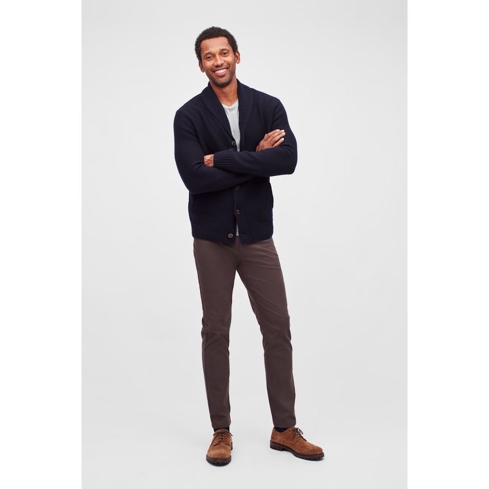 Bonobos Mens 100% Merino Wool Cardigan Sweater Medium Blue Shawl Collar Slim